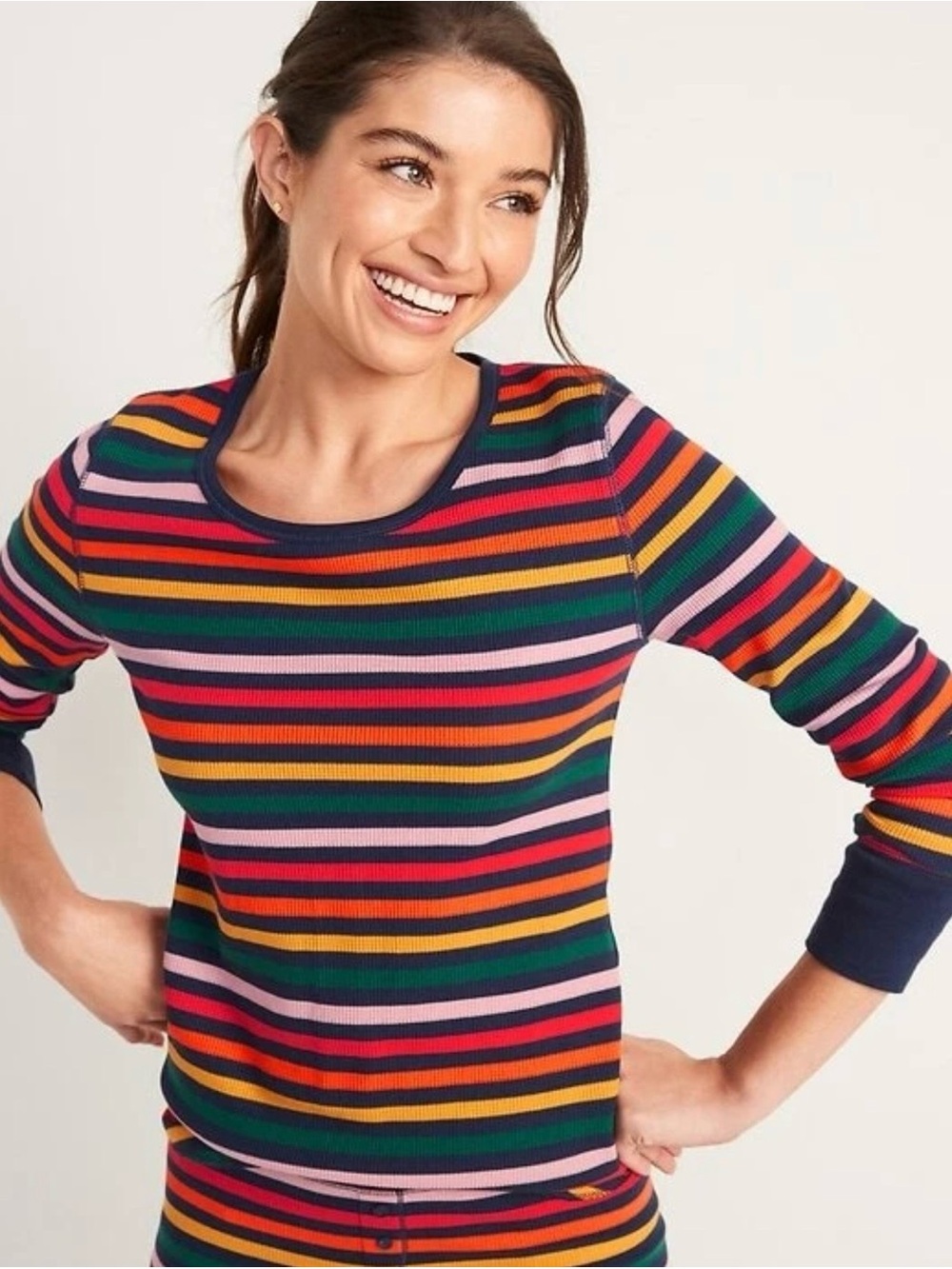 Old Navy Women’s XS Multicolor Striped Long-Sleeve Pajama Top NWT
